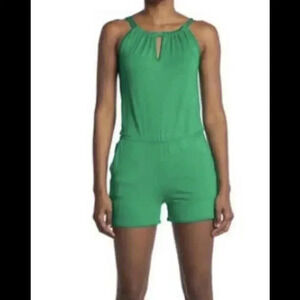 Loveappella Green Sleeveless Romper Halter Medium Summer Shorts NEW